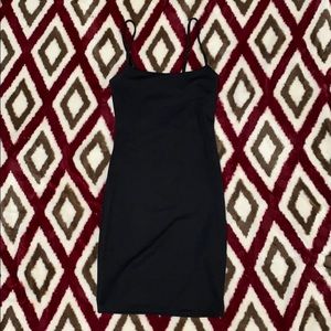 Black Strappy Straight Neck Bodycon Dress